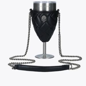 Kurt Geiger London Wine glass holder crossbody  NWT. Quilted  leather. Black